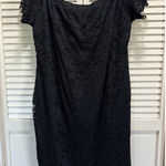 Rue 21 Black Crochet Lace Lined Off Shoulder Dress Size 2XL Square Elastic Neck Photo 0