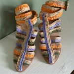 Ulla Johnson  Katya Pastel Colorful Wrap Around Ankle Heel Photo 2