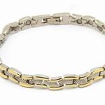 316L stainless steel magnetic two tone bracelet. 75‎ inches Gold Photo 0