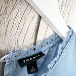 Torrid  Blouse Women’s Size 1X Blue Flutter Sleeves Denim Medium Wash High Neck Photo 2