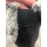 Life style Black woman Size 9 Faux Suede Wedge Boots Faux Fur Trim Zip Up Photo 5