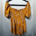 Flynn Skye 🍒SIZE MEDIUM 🍒JUSTINE ROMPER YELLOW MAIZE COLORED WHITE FLORAL PRINT Photo 4