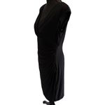 Ralph Lauren Ruched Sheath Dress Gorgeous Black V Neck Cap Sleeve Size 12 Photo 4
