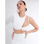 BCBGMAXAZRIA Maeve Reilly x Rialto One Sleeve Bra Top In Optic White Photo 2