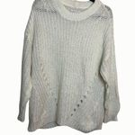 American Eagle White Crewneck Large Knit sweater Size Small Closet Staple Winter Photo 0