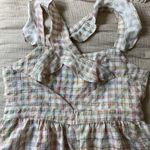 Lili Sidonio Cottagecore Babydoll Dress Pastel Plaid Flutter Sleeve‎ Size Large Pink Photo 6