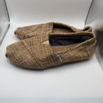 Toms Tweed Slip On Casual Comfort Shoes Flats Loafers Womens Size 7 Tan Woven Photo 2