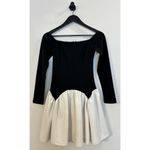Anthropologie AWAYLEE Drop Waist Off The Shoulder Mini Dress in Black & White Size Small Photo 4