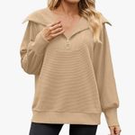 Ribbed quarter zip athletic sweatshirt hoodie scuba pullover Size M Photo 0