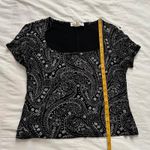 Y2K paper tag vintage Black velour & glitter paisley print square scoop neck top Size L Photo 4