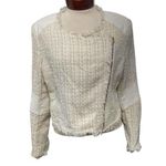 Ark & Co. tweed jacket top size M zip up faux leather accents Photo 0