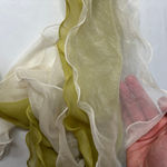 Chiffon Sheer Ruffle Scarf Green Cream Draping Boho Feminine Fairy Boho Photo 3