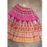Women’s 100% Cotton Floral Tiered Maxi Skirt LARGE Pink Photo 4