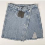 Le lis Denim Asymmetrical Raw Hem Button Skirt Women's Blue Size Large Photo 0