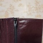 Vintage black cherry red brown leather knee high heeled boots size 9M US Photo 4