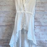 ZARA  Woman linen blend hi low sleeveless blouse business casual S white tie back Photo 0