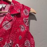 Coldwater Creek Vintage Linen Rayon Red Bandana Sleeveless Dress Sz 12 Petite Photo 3