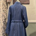 On 34th Belted Double Breasted Long Trench Coat Womens Large Blue Spring Classic Photo 3