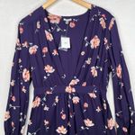 Anthropologie NWT Urban Outfitters Ecote Purple Floral Plunge V-Neck Long Sleeve Romper-10 Photo 2