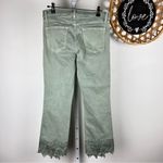 J Brand Selena Crop Jeans | Size 28 | Faded Gibson Green Embroidered Lace Hem Photo 13