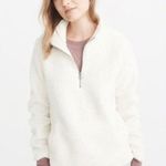 Abercrombie & Fitch  White Sherpa Sweatshirt Quarter Zip Fleece Medium Cozy Chic Photo 0