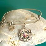 ALEX AND ANI Silver Tone “Happily Ever After” Bride Bangle Charm Bracelet Photo 0