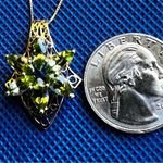14K Gold Peridot? filigree Slider Pendant/ 20” Italy Chain Photo 7