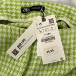 ZARA NWT!  Green and White Plaid Shorts with Gold button.  Size: Large Photo 3