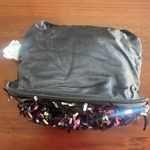 Kardashian Kollection  Black Silver Sequins Zippered Clutch Bag Size Small Photo 5