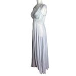 Vintage 70s Olga Nylon Maxi Nightgown Size Large Grey Lace Bodice Style 9296 Silver Photo 2