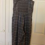 Hollister Grey, Black and White Plaid Flannel Button Front Jumpsuit Photo 9