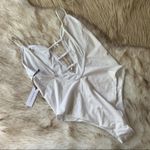 We Wore What Bow One Piece Swimsuit Floral Jacquard White Size Medium NWT Photo 10