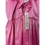 For Love & Lemons  Lala Lace Up Mini Dress Pink Taffeta Small NWT Heart Detail Photo 10