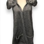 KaufmanFranco Carbon Gray Wool Alpaca Knit Sleeveless Faux Fur Collar Ve… Size XL Photo 3