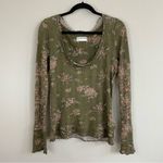 We The Free Free People WTF Clover Floral Printed Thermal Top Army Combo Size Large Photo 3