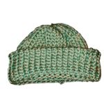 Knit Beanie‎ Hat Green Tan Ribbed Winter Warm Casual Hat Photo 2