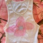 Fruit of the Loom y2k pastel pink watercolor hibiscus flower cotton ribbed tank top Photo 6