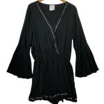 Bar III $88 NWT Black/silver Tell Me About It Stud Cover-up Romper M Photo 0