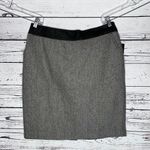Worthington  NWT 14 Gray Black Herringbone Faux Leather Wool Blend Pencil Skirt Photo 0