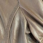 Moda International Brown Leather Jacket with Fur Trim Photo 4