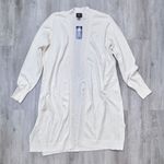 JM Collection  Women's NWT White Rhinestone Studded Open Long Cardigan Sweater M Photo 0