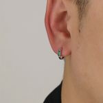 12mm Small Hoop Earrings for Men Women Streetwear Unisex Hip Hop Style Silver Photo 3