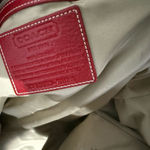 Coach  Tote Bag Canvas RED & British‎ Tan 70108 Weekender Travel Carryon Rare! Photo 6