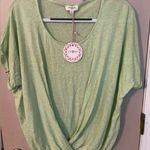 Umgee linen blend drop shoulder mock wrap top. NWT Photo 0