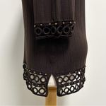 Ming Wang Brown Queen Ann High Neck 3/4 Sleeve Beaded Studs Crochet Knit Tunic Photo 3