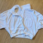 White terry cloth cropped Polo Top Photo 0