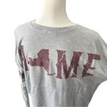 About A Girl Gray NY Home Graphic Long Sleeve Top with Striped Sleeves Photo 3