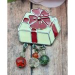 None CHRISTMAS Earrings Dangle Beads Enamel Presents With Bows Holiday Party 1.75" Photo 1