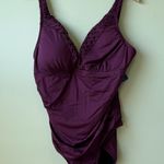 Hilor Ruched One Piece Swimsuit Tummy Control Braided Plum Size 18 Purple Photo 0