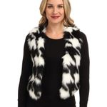 Michael Kors Houndstooth Black White Open Front Faux Fur Vest Large Photo 37